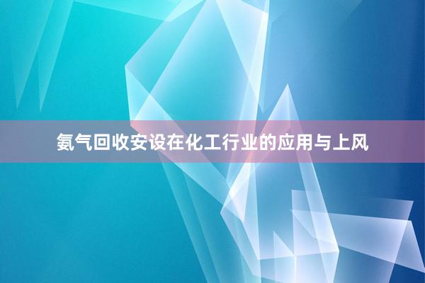 氨气回收安设在化工行业的应用与上风
